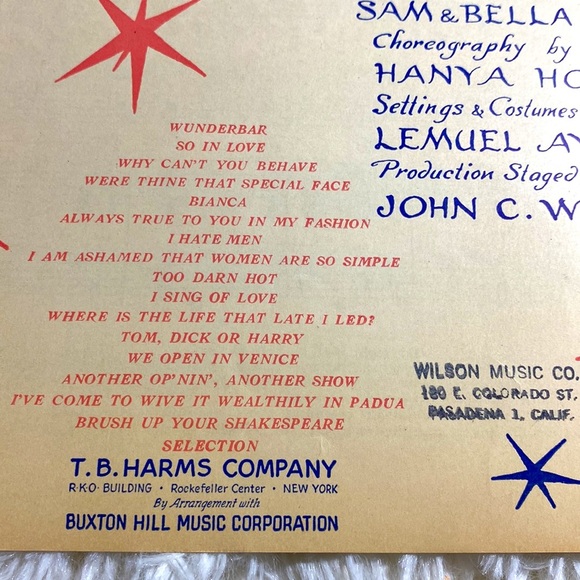 KISS ME KATE VINTAGE SHEET MUSIC SO IN LOVE COLE PORTER BROADWAY 1948 ONC EUC - Picture 3 of 8